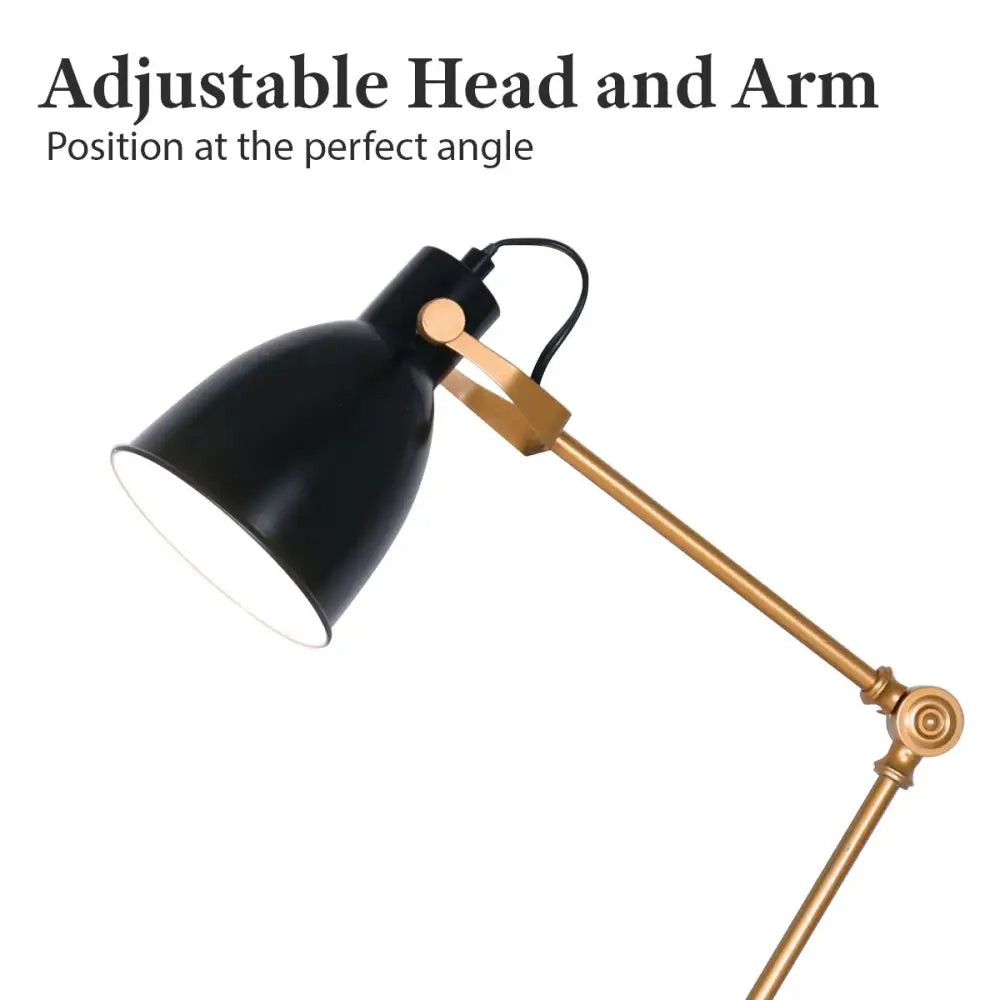 Sarantino Adjustable Metal Table Lamp In Black And Gold - Home & Garden > Lighting
