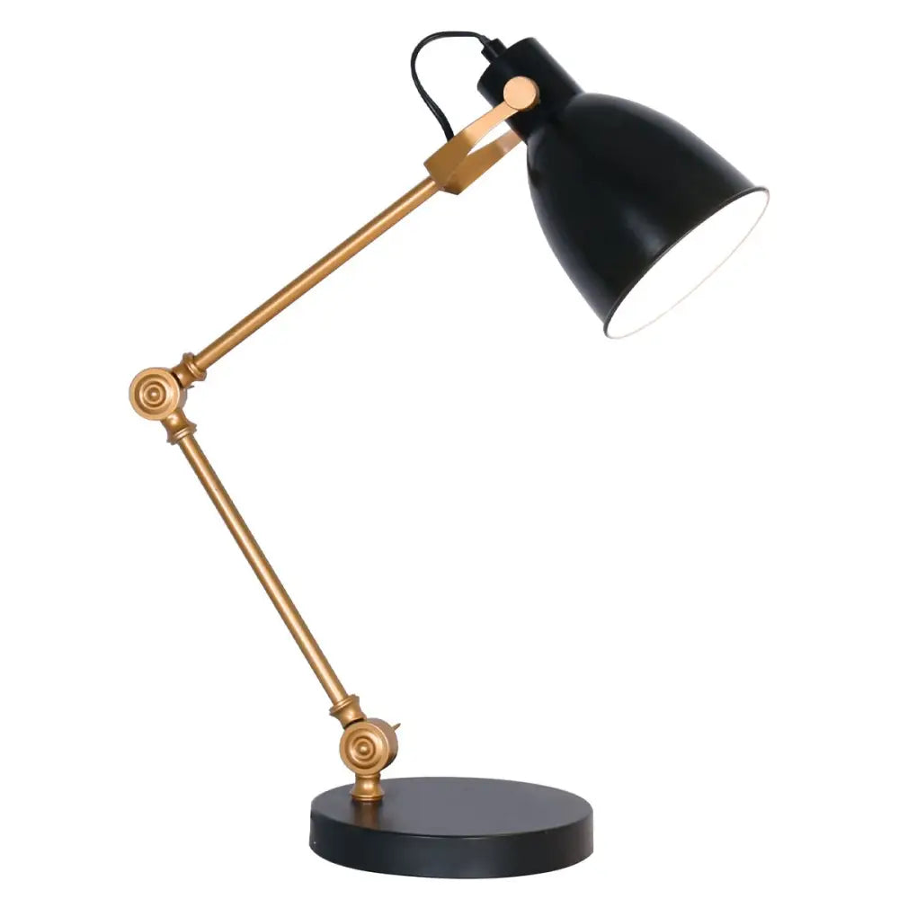 Sarantino Adjustable Metal Table Lamp In Black And Gold - Home & Garden > Lighting