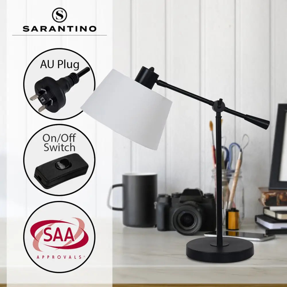 Sarantino Adjustable Metal Table Lamp In Black - Home & Garden > Lighting
