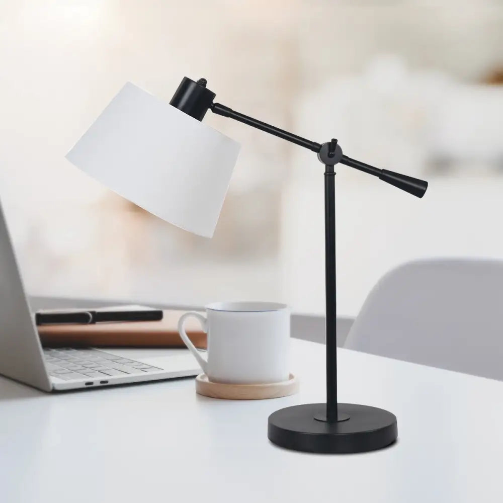 Sarantino Adjustable Metal Table Lamp In Black - Home & Garden > Lighting