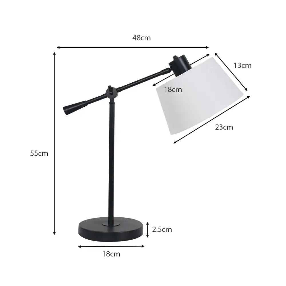 Sarantino Adjustable Metal Table Lamp In Black - Home & Garden > Lighting