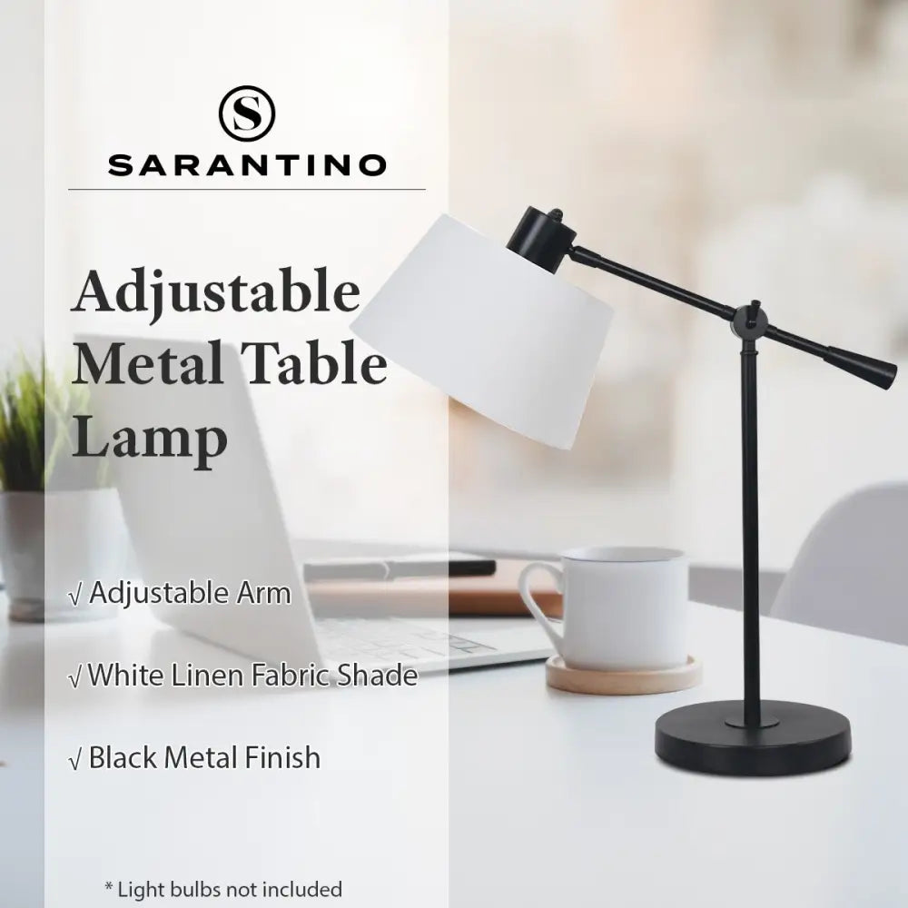 Sarantino Adjustable Metal Table Lamp In Black - Home & Garden > Lighting