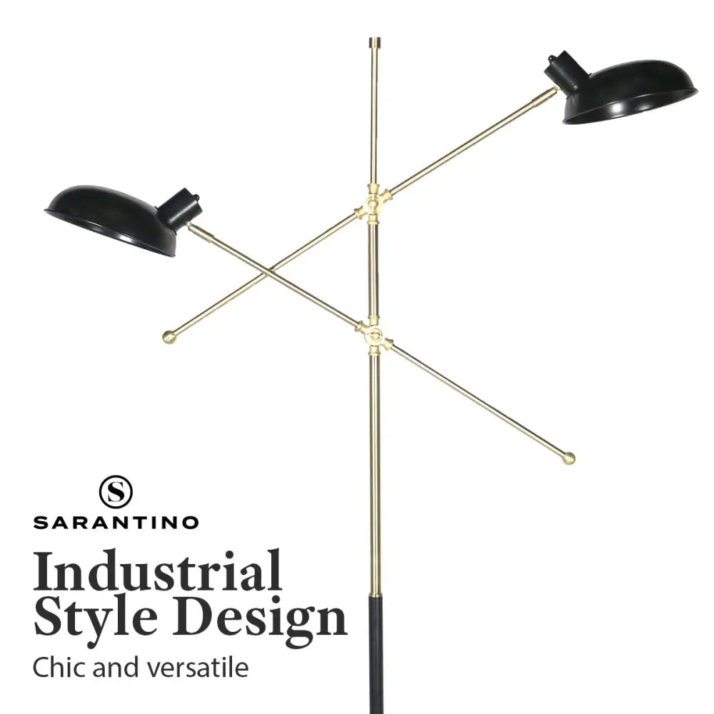 Sarantino Adjustable Two Light Lamp Black and Gold Finish - Home & Garden > Lighting