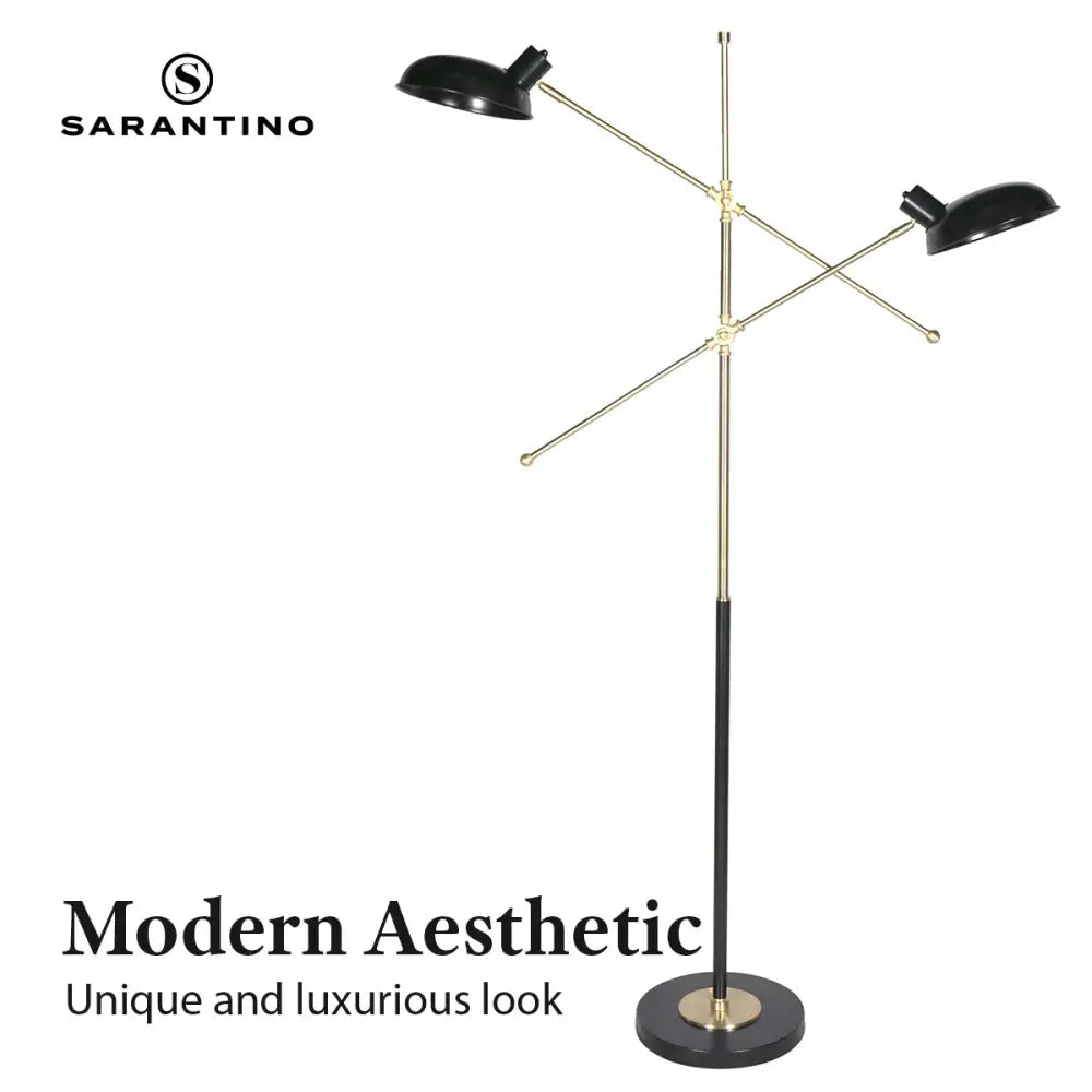 Sarantino Adjustable Two Light Lamp Black and Gold Finish - Home & Garden > Lighting