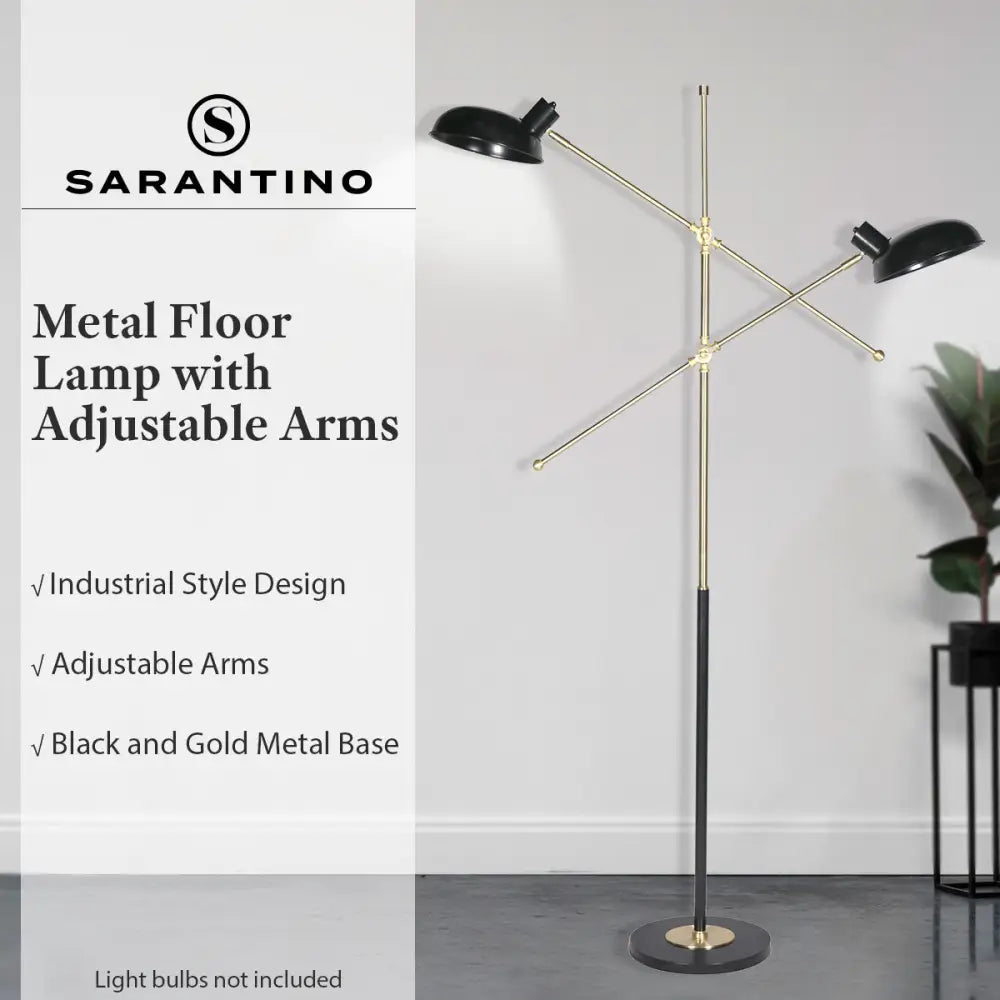 Sarantino Adjustable Two Light Lamp Black and Gold Finish - Home & Garden > Lighting