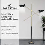 Sarantino Adjustable Two Light Lamp Black and Gold Finish - Home & Garden > Lighting