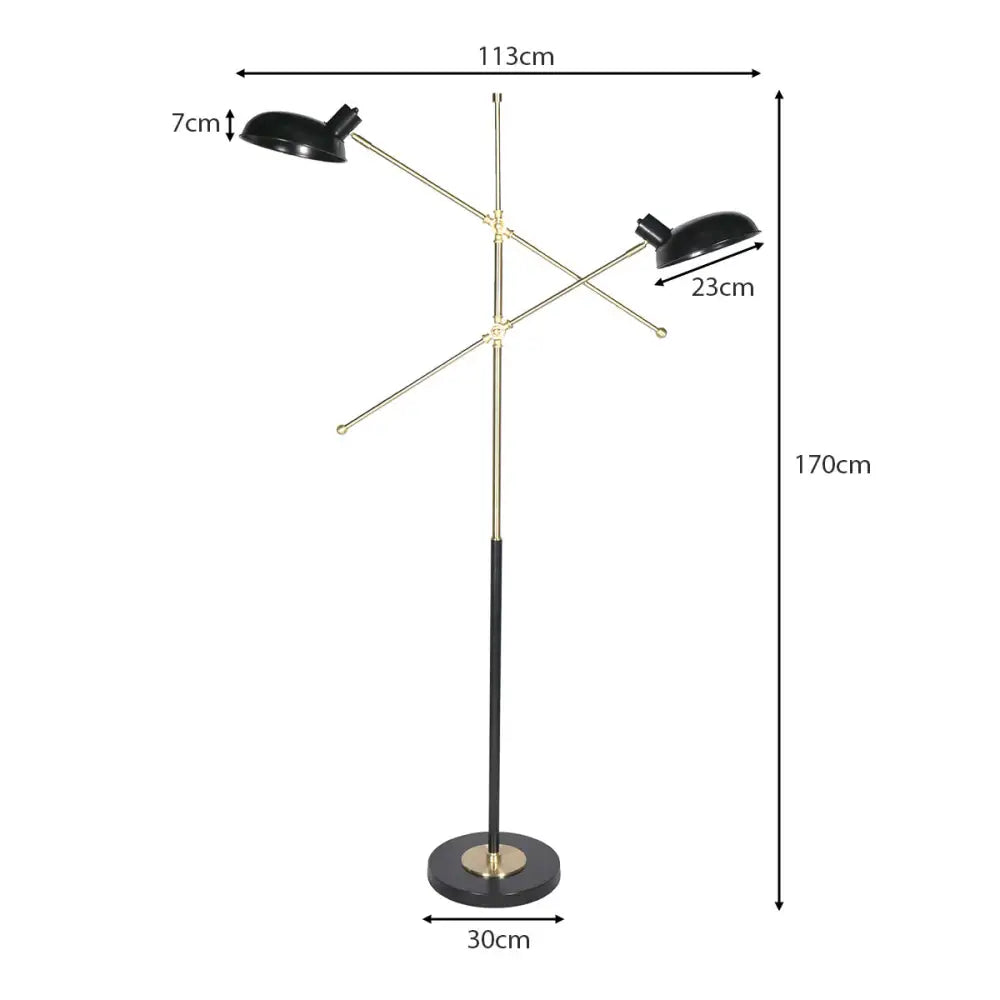 Sarantino Adjustable Two Light Lamp Black and Gold Finish - Home & Garden > Lighting