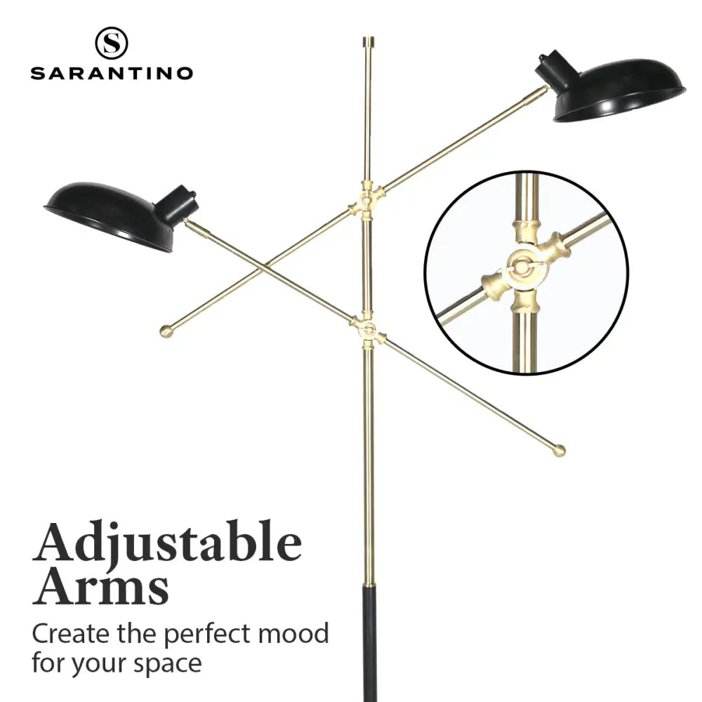 Sarantino Adjustable Two Light Lamp Black and Gold Finish - Home & Garden > Lighting