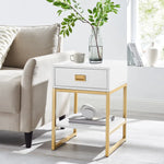 Sarantino Alessia Bedside Table In White/gold - Furniture > Bedroom