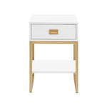 Sarantino Alessia Bedside Table In White/gold - Furniture > Bedroom