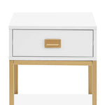 Sarantino Alessia Bedside Table In White/gold - Furniture > Bedroom