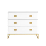 Sarantino Amara Chest Of Drawers Tallboy Dresser - White/gold - Furniture > Living Room