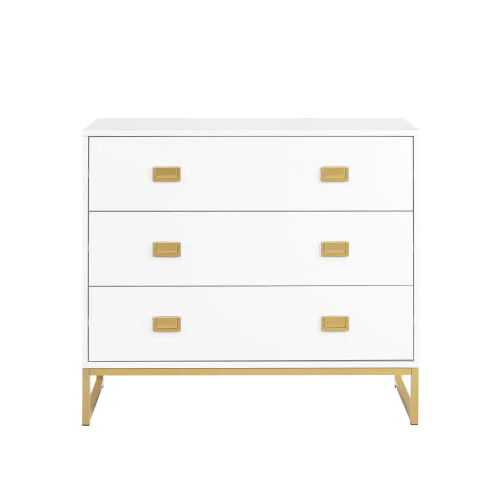 Sarantino Amara Chest Of Drawers Tallboy Dresser - White/gold - Furniture > Living Room