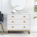 Sarantino Amara Chest Of Drawers Tallboy Dresser - White/gold - Furniture > Living Room