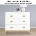 Sarantino Amara Chest Of Drawers Tallboy Dresser - White/gold - Furniture > Living Room