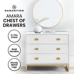 Sarantino Amara Chest Of Drawers Tallboy Dresser - White/gold - Furniture > Living Room