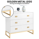 Sarantino Amara Chest Of Drawers Tallboy Dresser - White/gold - Furniture > Living Room