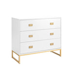 Sarantino Amara Chest Of Drawers Tallboy Dresser - White/gold - Furniture > Living Room