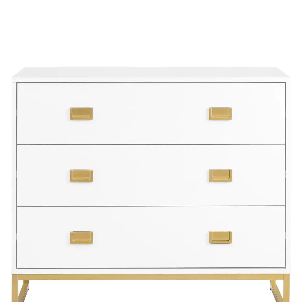 Sarantino Amara Chest Of Drawers Tallboy Dresser - White/gold - Furniture > Living Room