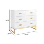 Sarantino Amara Chest Of Drawers Tallboy Dresser - White/gold - Furniture > Living Room