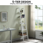 Sarantino Amelia 5-Tier Ladder Shelf in White - Furniture > Living Room > Bookcases & Shelves