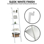 Sarantino Amelia 5-Tier Ladder Shelf in White - Furniture > Living Room > Bookcases & Shelves