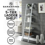 Sarantino Amelia 5-Tier Ladder Shelf in White - Furniture > Living Room > Bookcases & Shelves