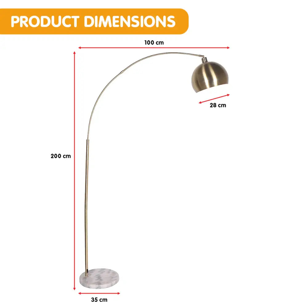 Sarantino Arc Floor Lamp Antique Brass Finish with Marble Base - Home & Garden > Artificial Plants > Artifical Flowers