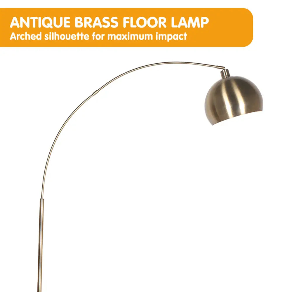 Sarantino Arc Floor Lamp Antique Brass Finish with Marble Base - Home & Garden > Artificial Plants > Artifical Flowers