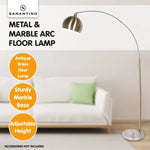 Sarantino Arc Floor Lamp Antique Brass Finish with Marble Base - Home & Garden > Artificial Plants > Artifical Flowers