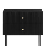 Sarantino Arden Fluted 2-drawer Bedside Table Night Stand - Black - Furniture > Bar Stools & Chairs > Arm Chairs &