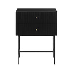 Sarantino Arden Fluted 2-drawer Bedside Table Night Stand - Black - Furniture > Bar Stools & Chairs > Arm Chairs &