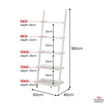 Sarantino Aster 5-Tier Ladder Shelf in White - Furniture > Living Room > Bookcases & Shelves