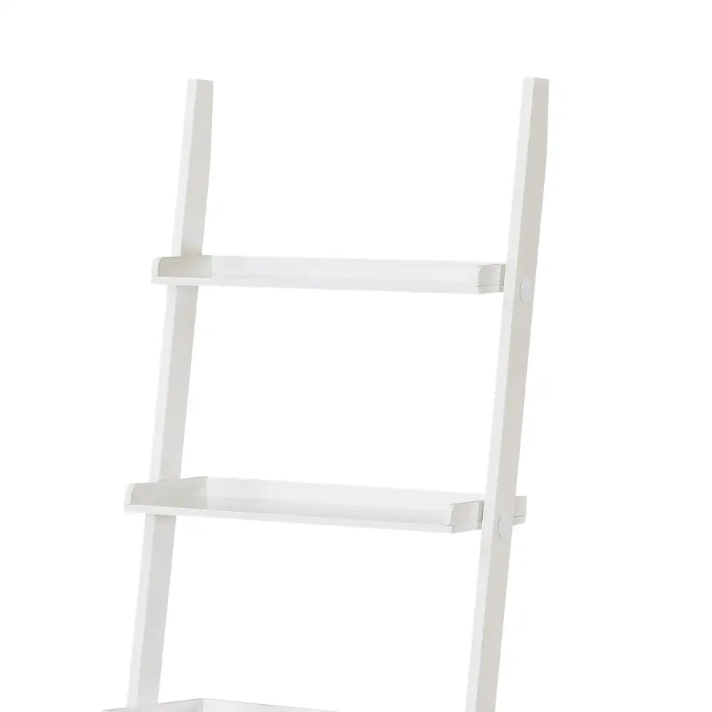 Sarantino Aster 5-Tier Ladder Shelf in White - Furniture > Living Room > Bookcases & Shelves