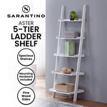 Sarantino Aster 5-Tier Ladder Shelf in White - Furniture > Living Room > Bookcases & Shelves