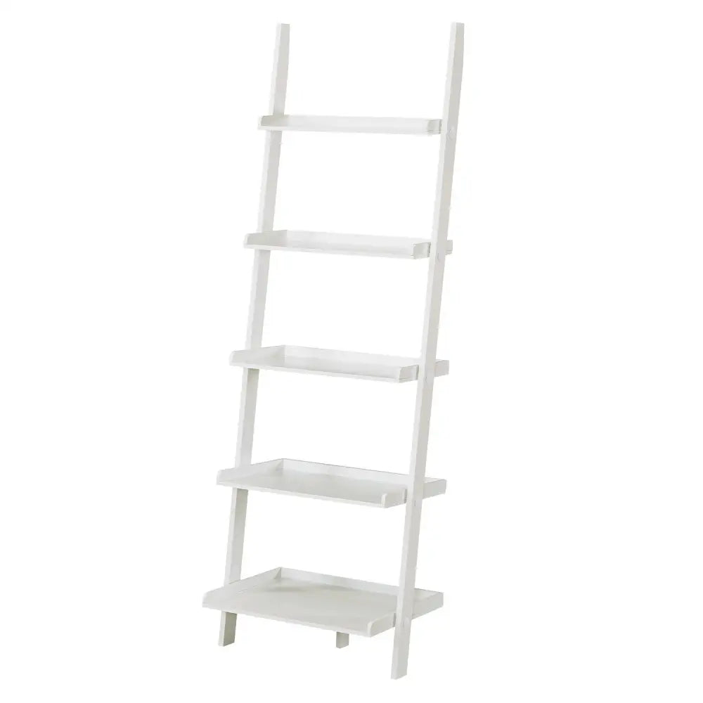 Sarantino Aster 5-Tier Ladder Shelf in White - Furniture > Living Room > Bookcases & Shelves