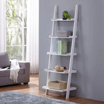 Sarantino Aster 5-Tier Ladder Shelf in White - Furniture > Living Room > Bookcases & Shelves