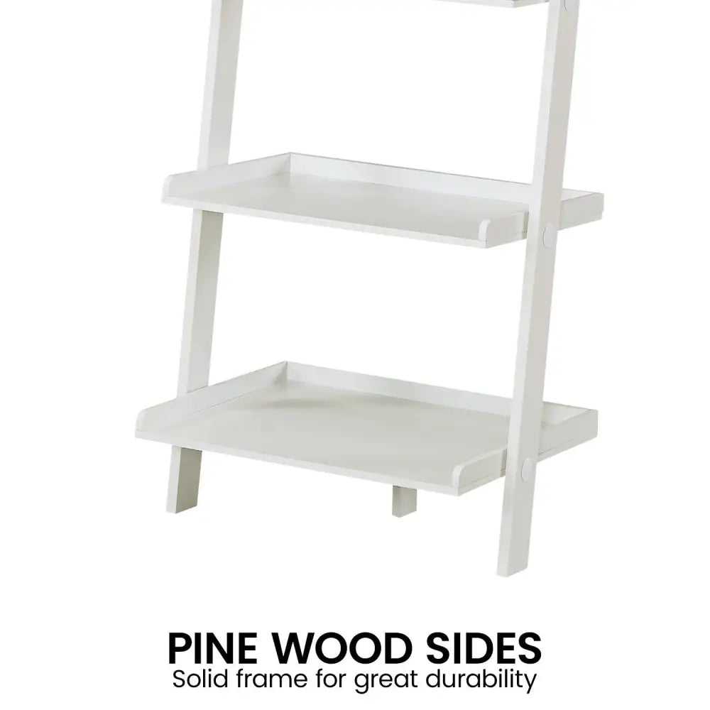 Sarantino Aster 5-Tier Ladder Shelf in White - Furniture > Living Room > Bookcases & Shelves