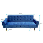 Sarantino Ava 3-seater Tufted Velvet Sofa Bed By Sarantino - Blue - Furniture > Sofas