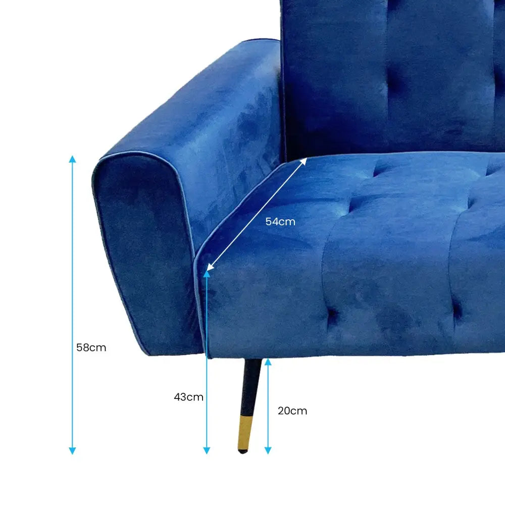 Sarantino Ava 3-seater Tufted Velvet Sofa Bed By Sarantino - Blue - Furniture > Sofas