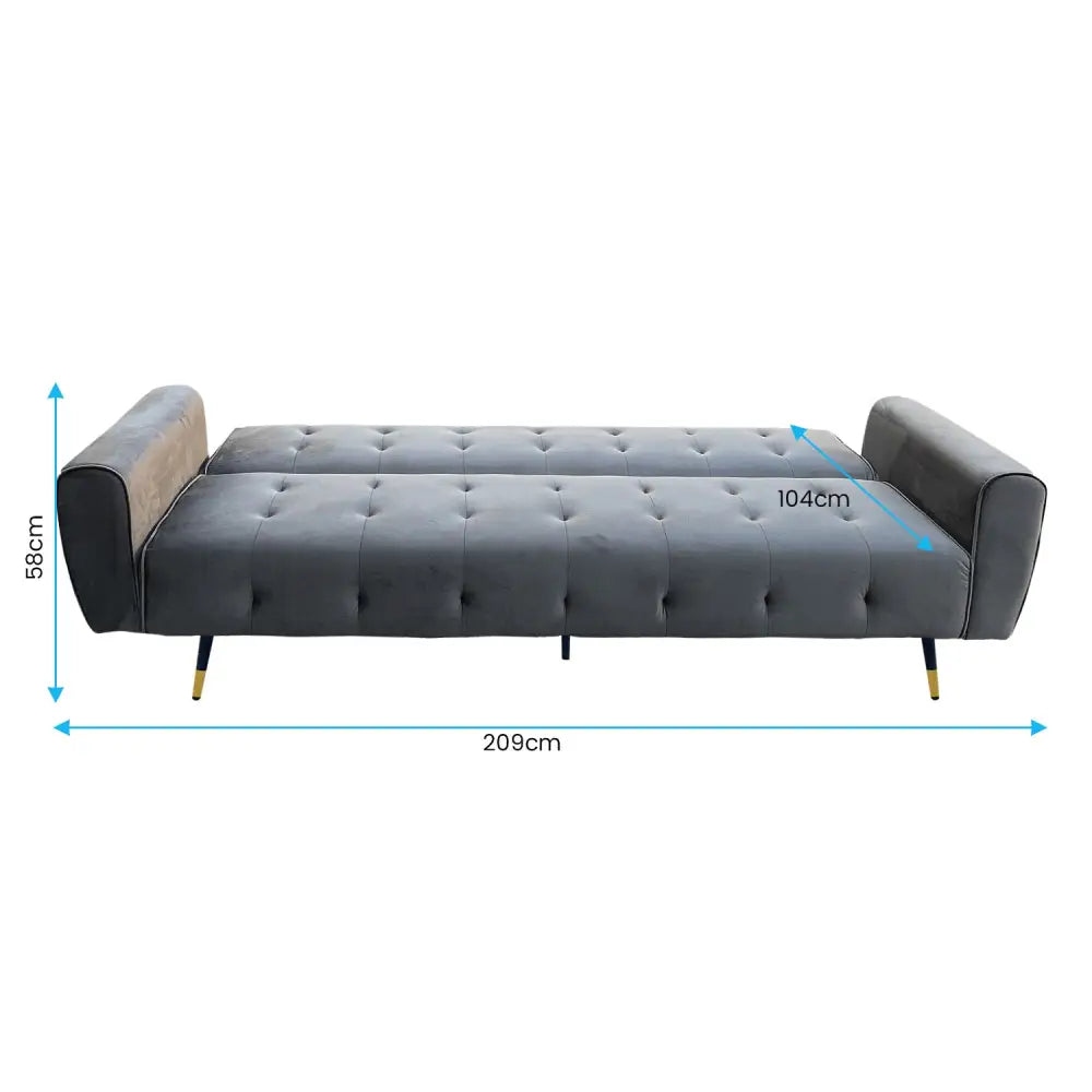 Sarantino Ava 3-seater Tufted Velvet Sofa Bed By Sarantino - Dark Grey - Furniture > Sofas