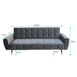 Sarantino Ava 3-seater Tufted Velvet Sofa Bed By Sarantino - Dark Grey - Furniture > Sofas