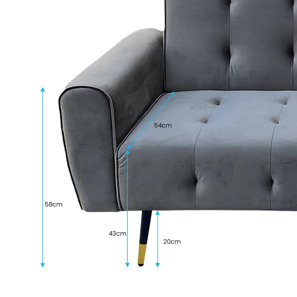 Sarantino Ava 3-seater Tufted Velvet Sofa Bed By Sarantino - Dark Grey - Furniture > Sofas