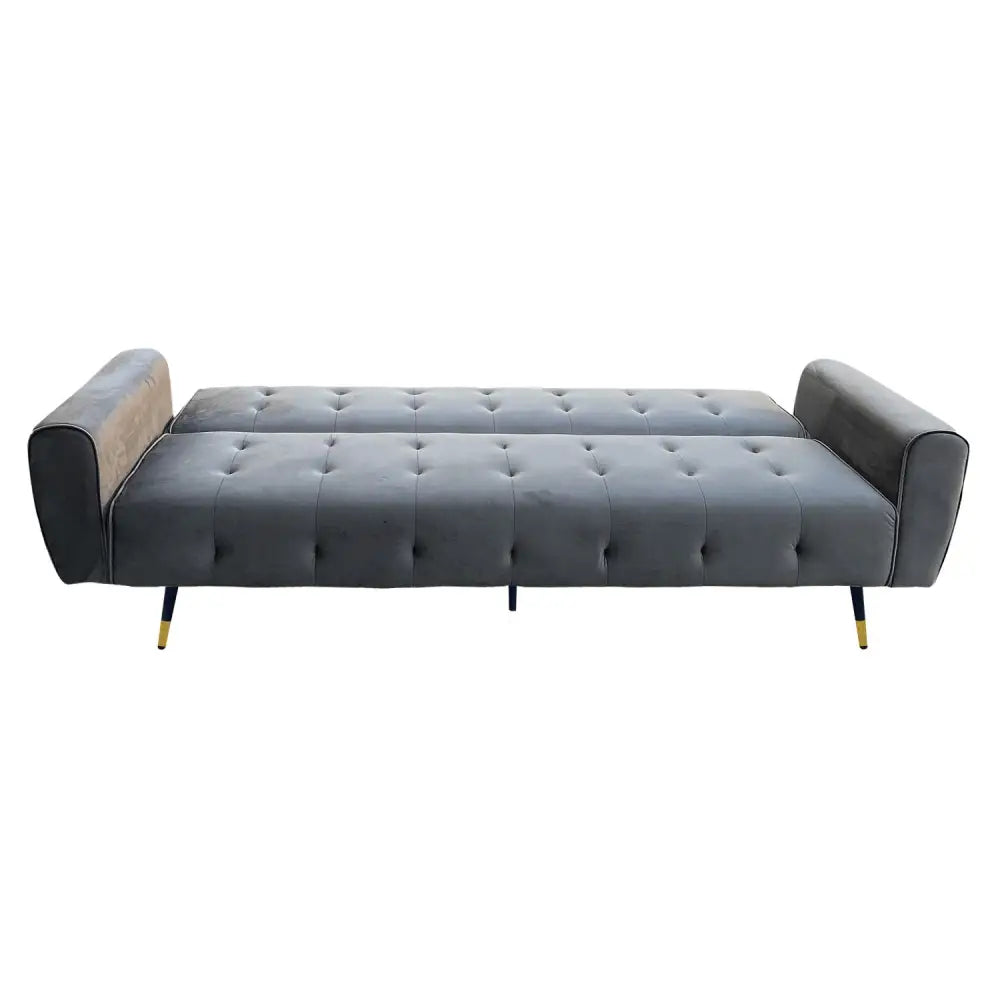 Sarantino Ava 3-seater Tufted Velvet Sofa Bed By Sarantino - Dark Grey - Furniture > Sofas