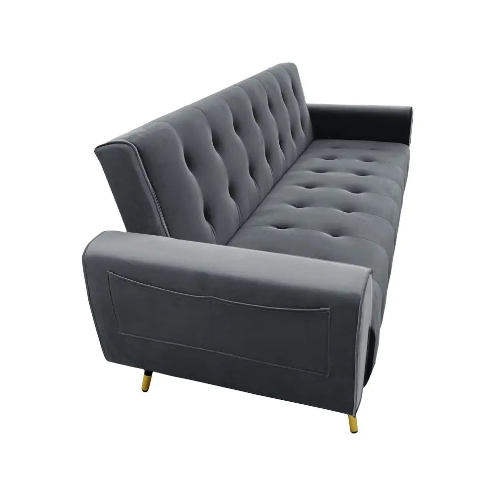 Sarantino Ava 3-seater Tufted Velvet Sofa Bed By Sarantino - Dark Grey - Furniture > Sofas