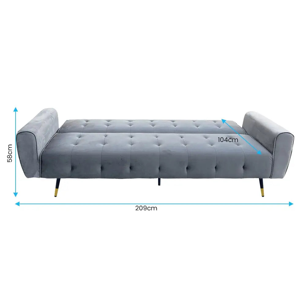 Sarantino Ava 3-seater Tufted Velvet Sofa Bed By Sarantino - Light Grey - Furniture > Sofas