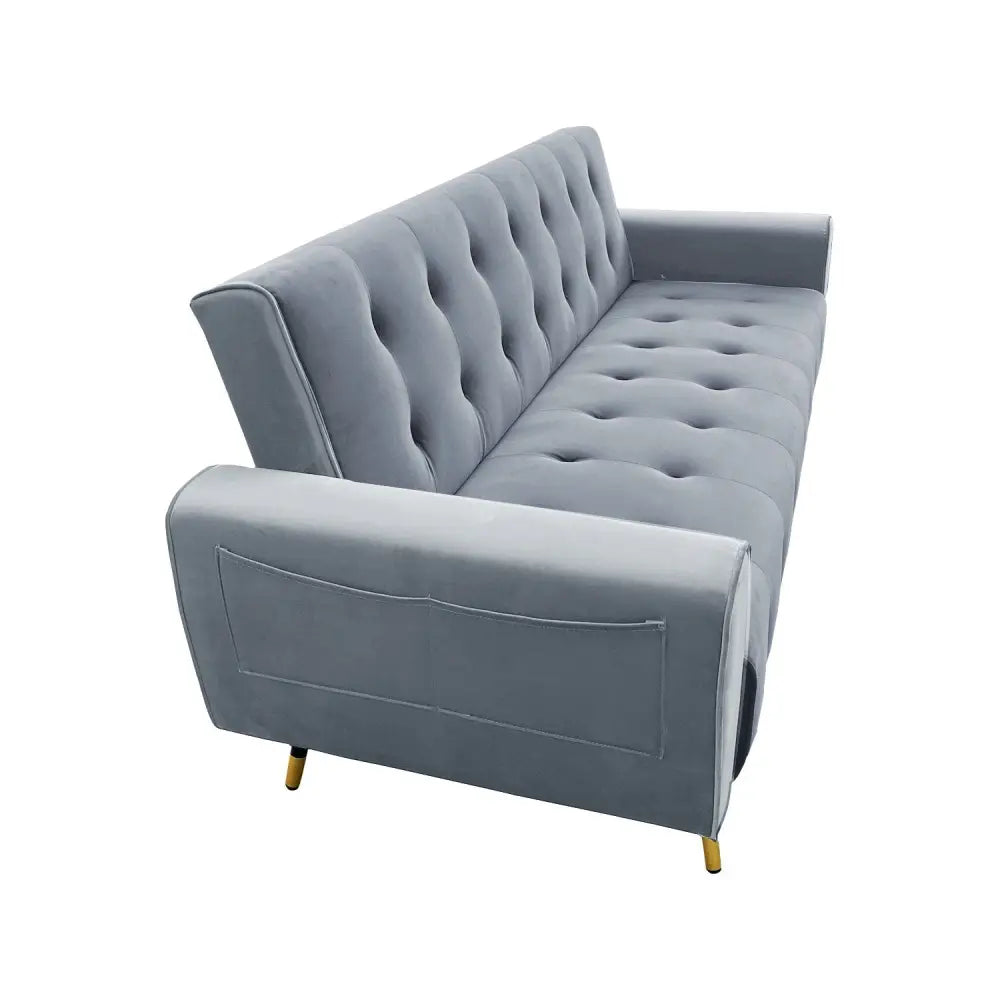 Sarantino Ava 3-seater Tufted Velvet Sofa Bed By Sarantino - Light Grey - Furniture > Sofas