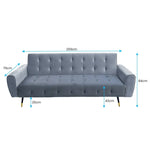 Sarantino Ava 3-seater Tufted Velvet Sofa Bed By Sarantino - Light Grey - Furniture > Sofas