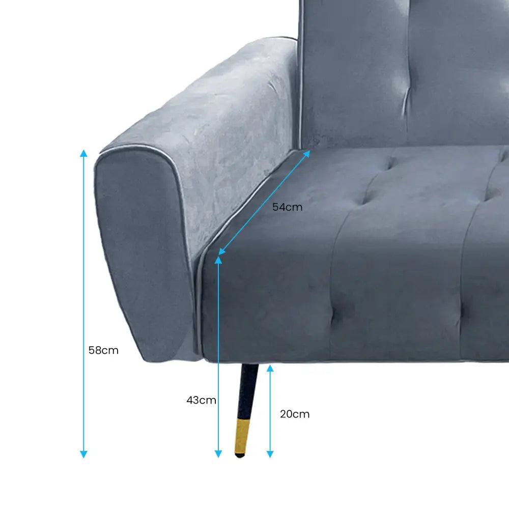 Sarantino Ava 3-seater Tufted Velvet Sofa Bed By Sarantino - Light Grey - Furniture > Sofas