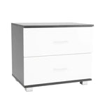 Sarantino Bedside Table Cabinet Storage Chest 2 Drawers Lamp Side Nightstand White Black - Furniture > Living Room